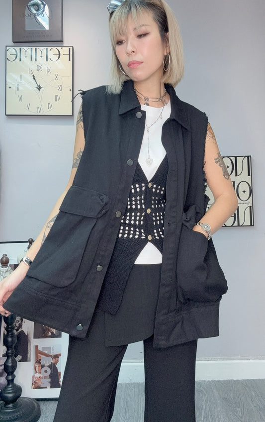 Big pockets vest jacket #00331