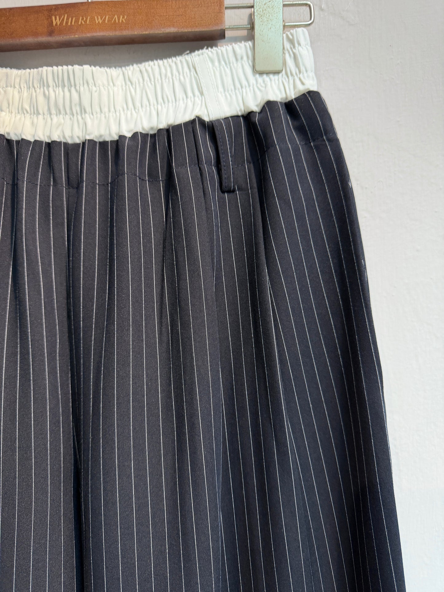 Double elatsic waist striped pants #00768