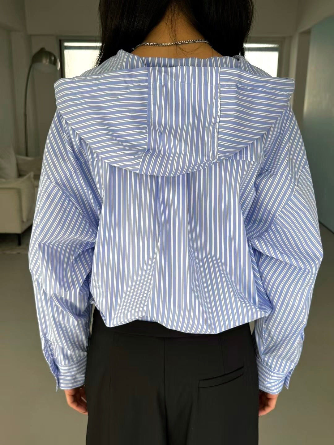 with hat striped shirt