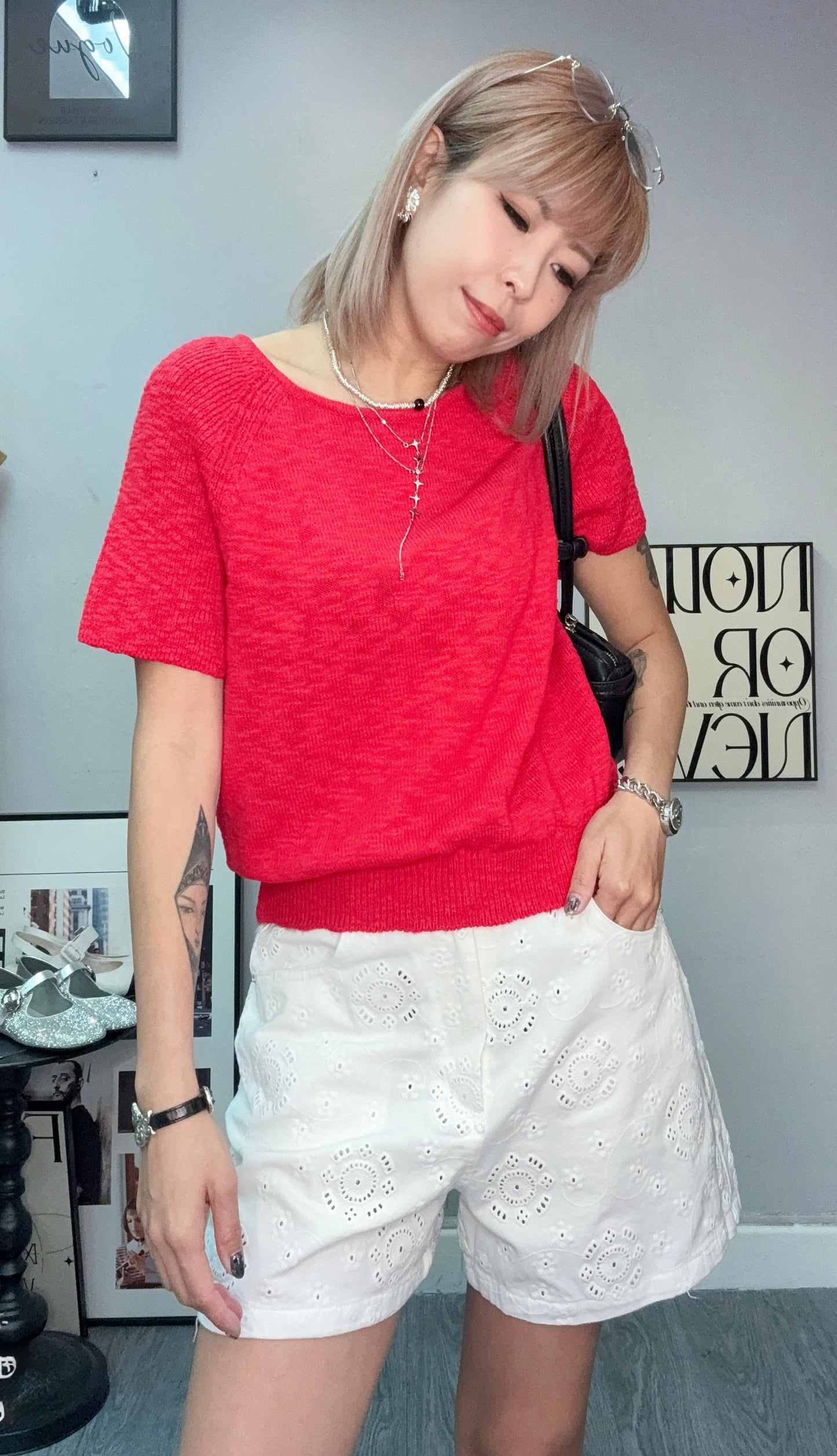 Plain softy knitted top #00717