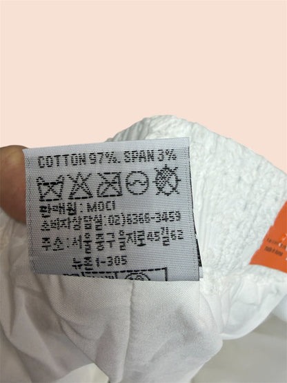 Embroidery lace half elastic pants #00472