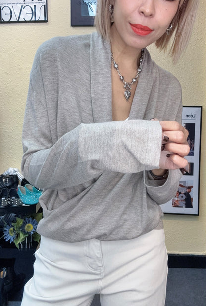 Deep v softy knitted top #00962