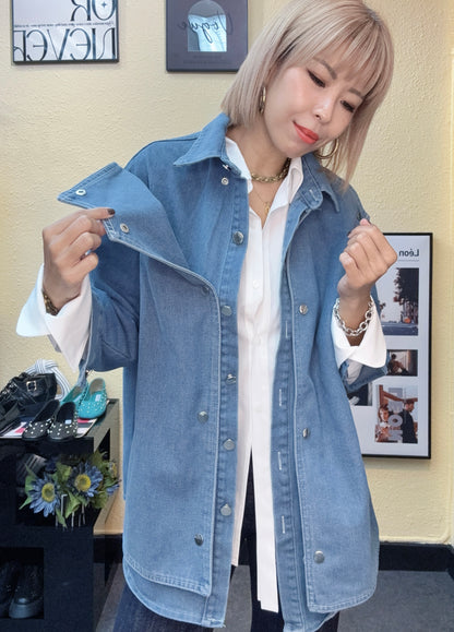 Shirt collar fake two pieces jacket #00974