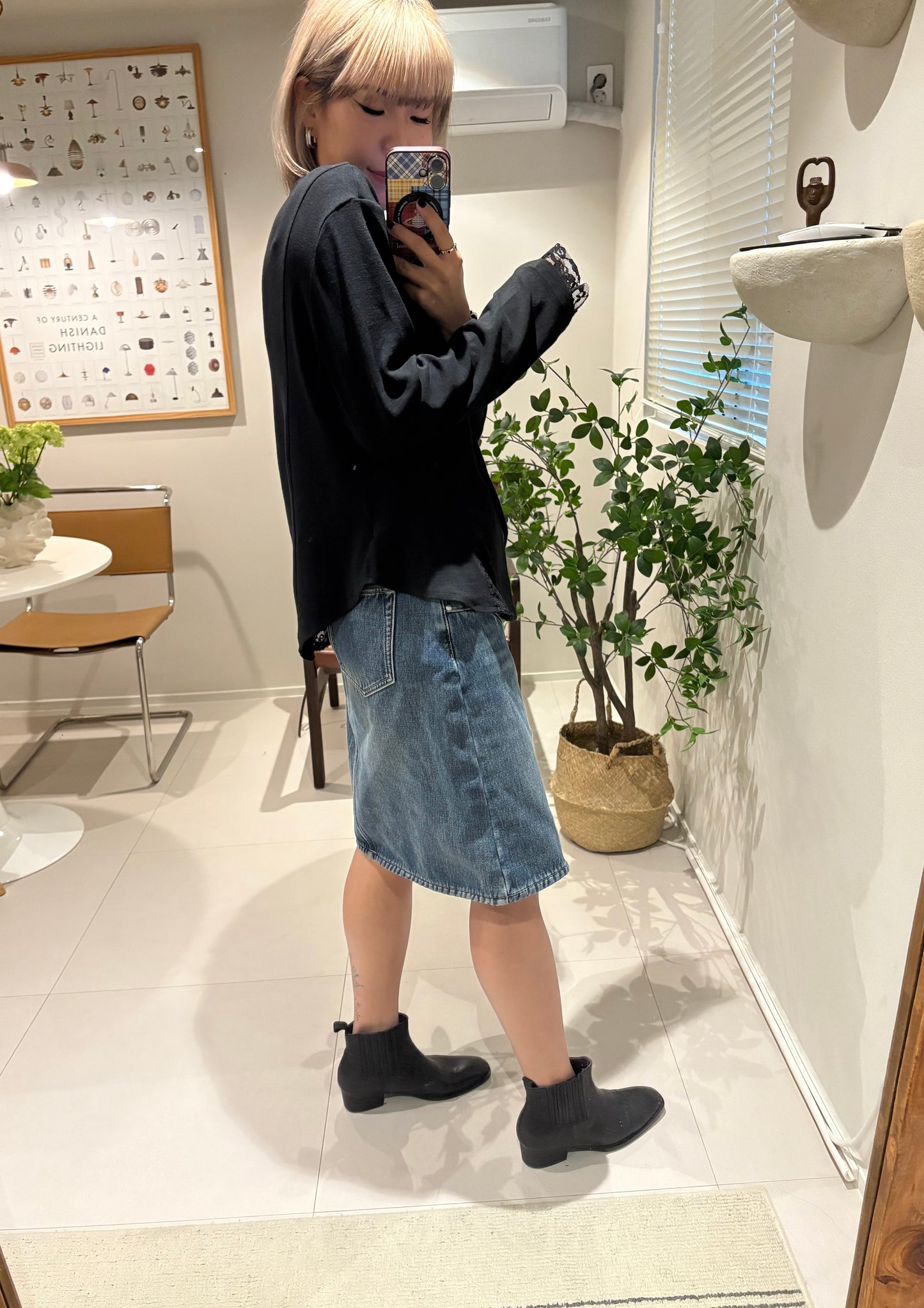 Side lace ruff hem cardigan #00014