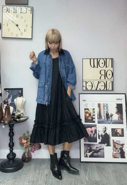 Corduroy collar denim jacket