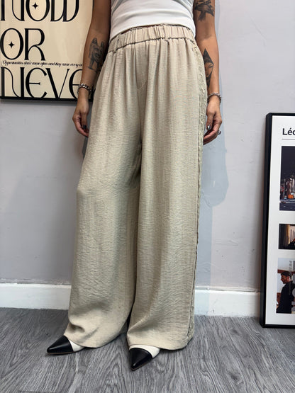 Side embroidery pants #00766