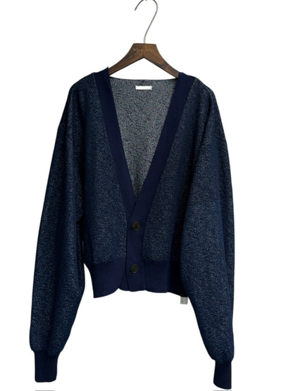 Deep v neck mix knit cardigan