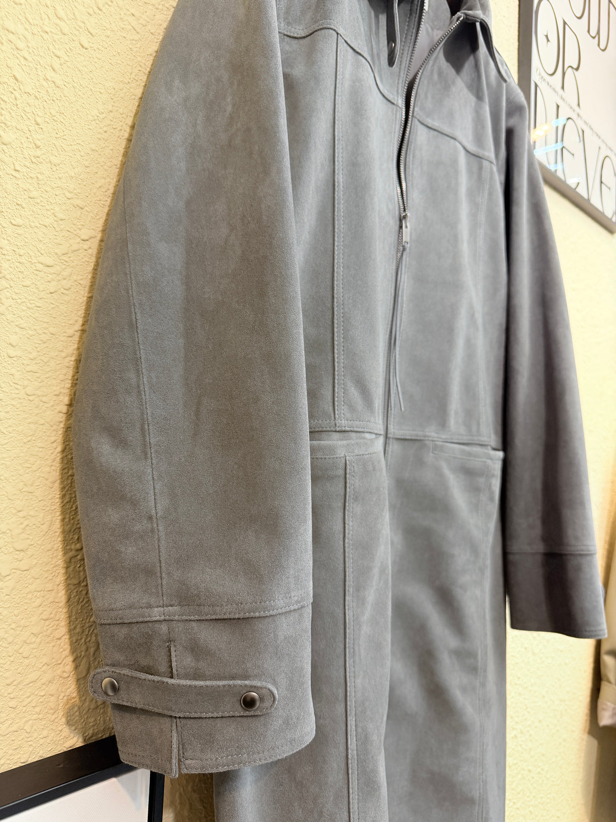Suede shirt collar long outer #01014