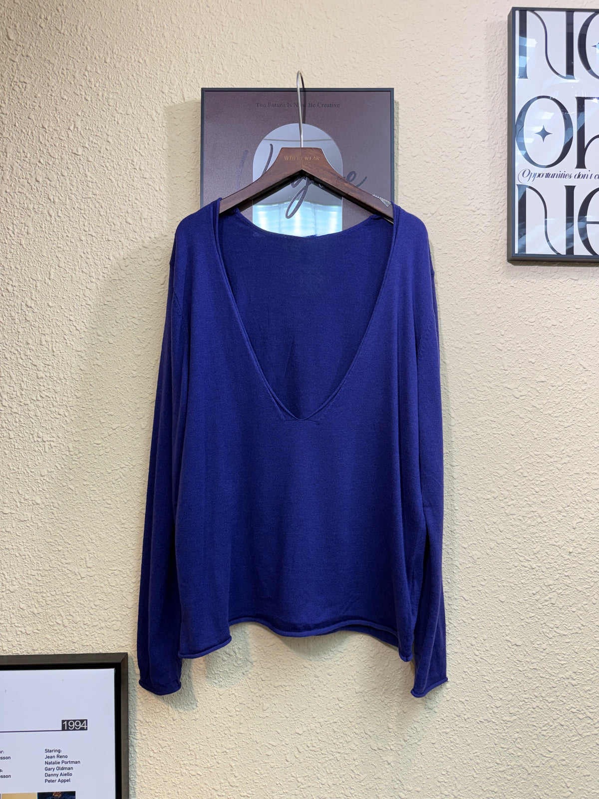 Big v neck wool knitted top #00955
