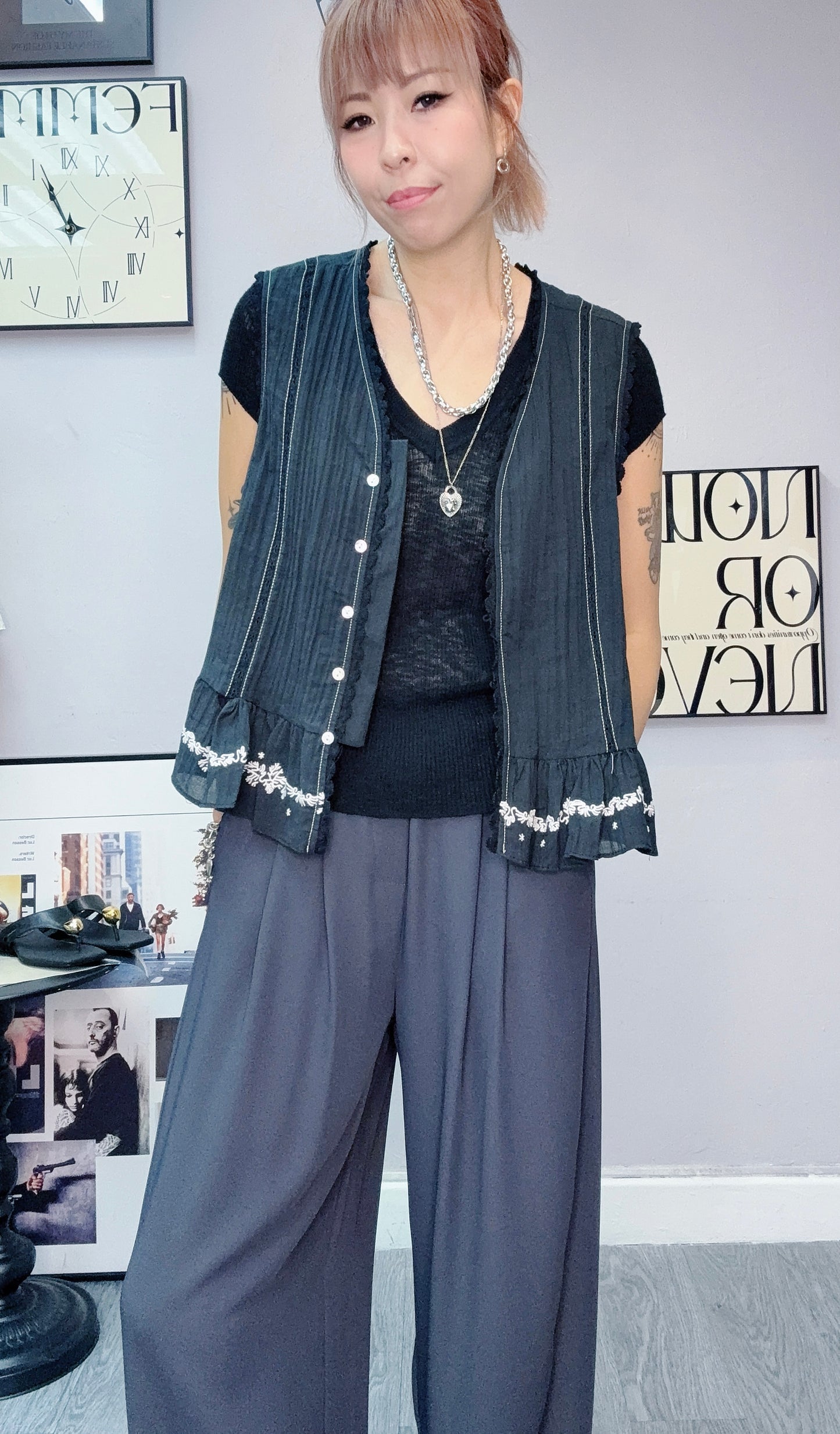 Stitch embroidery hem blouse #00627