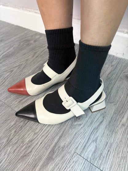 Two tone slingbacks