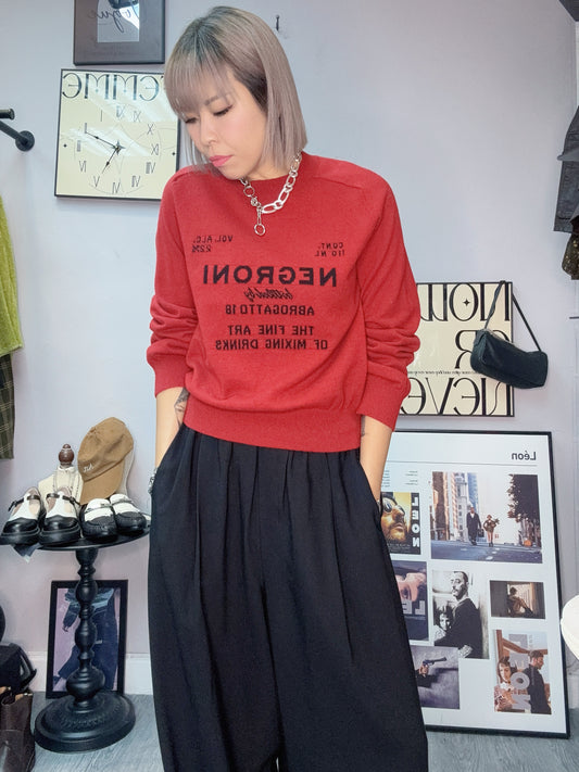 (-30% off)Black words wool top #00225