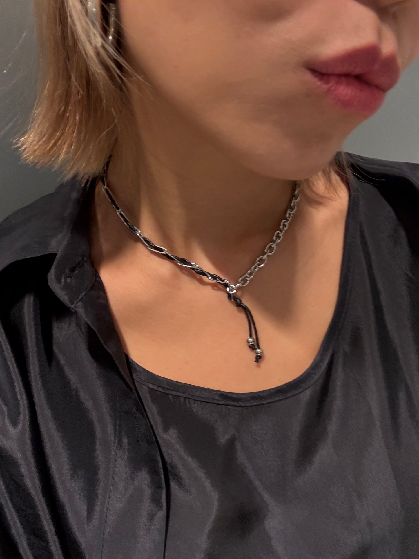 Leather chain necklace