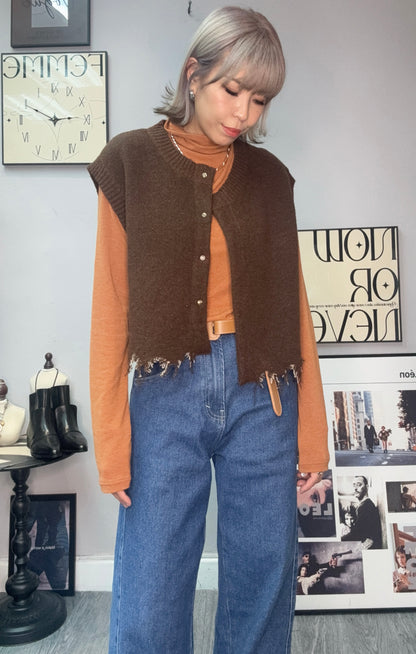 Plain front knit vest cardigan #00056