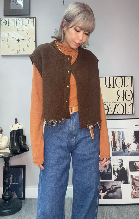 Plain front knit vest cardigan #00056