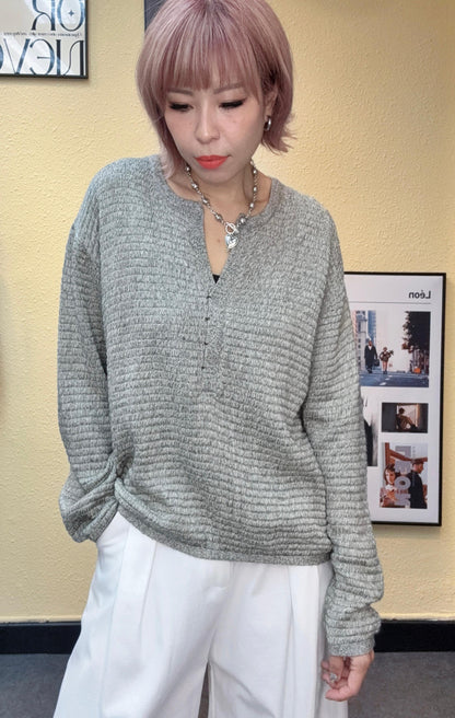 V neck loose knitted top #00878