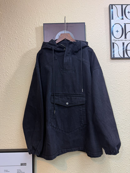 With hat denim hoodie #00998