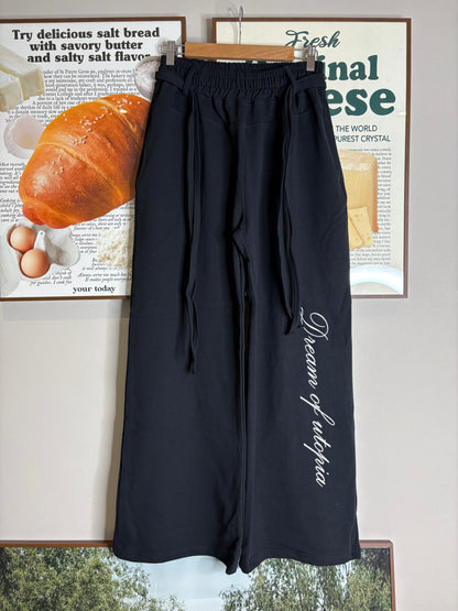 Embroidery words cotton pants