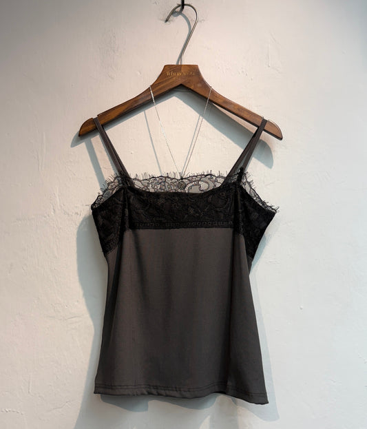 Front lace rib cami #00745