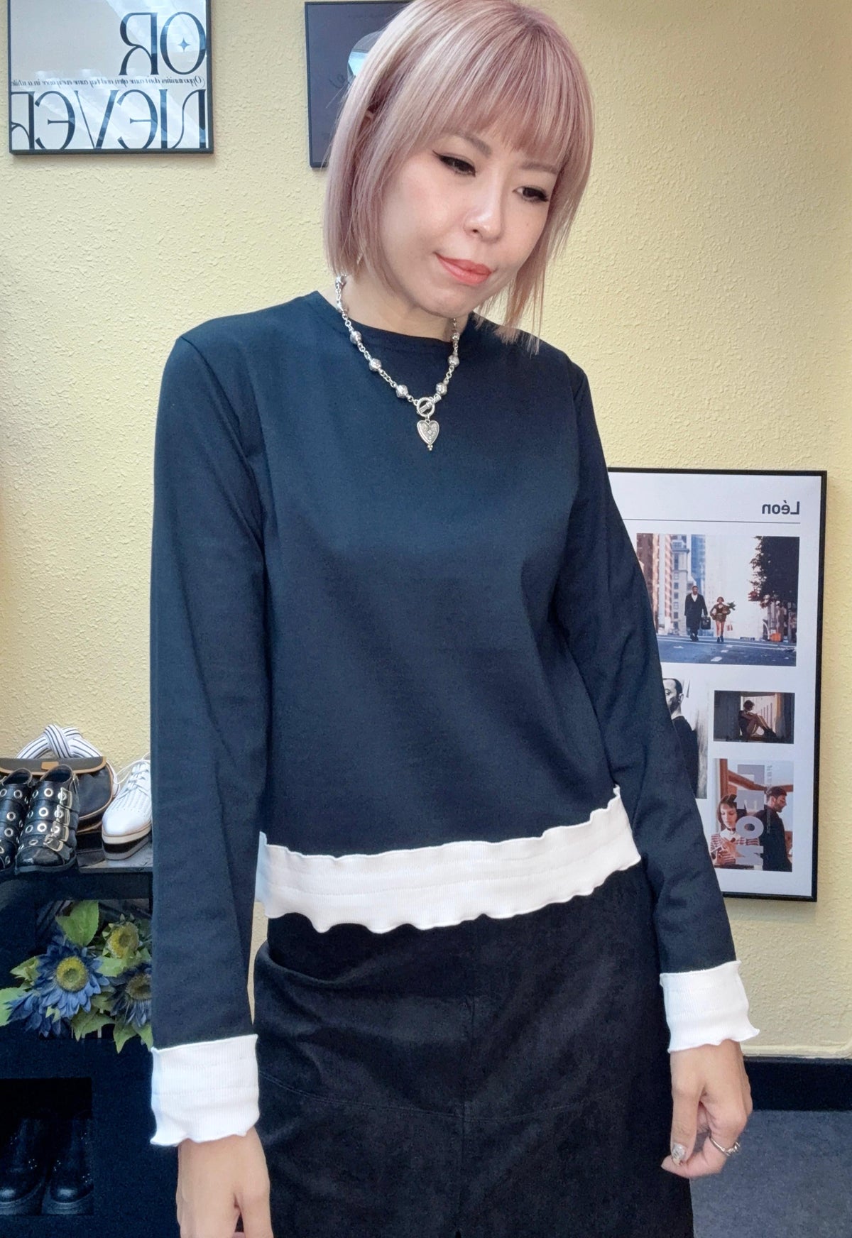 Ruffle hem tee #00868