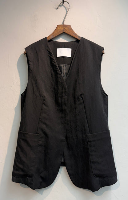 V neck side pocket vest outer #00565