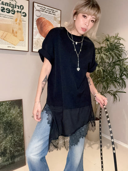 lace bottom tee #00362