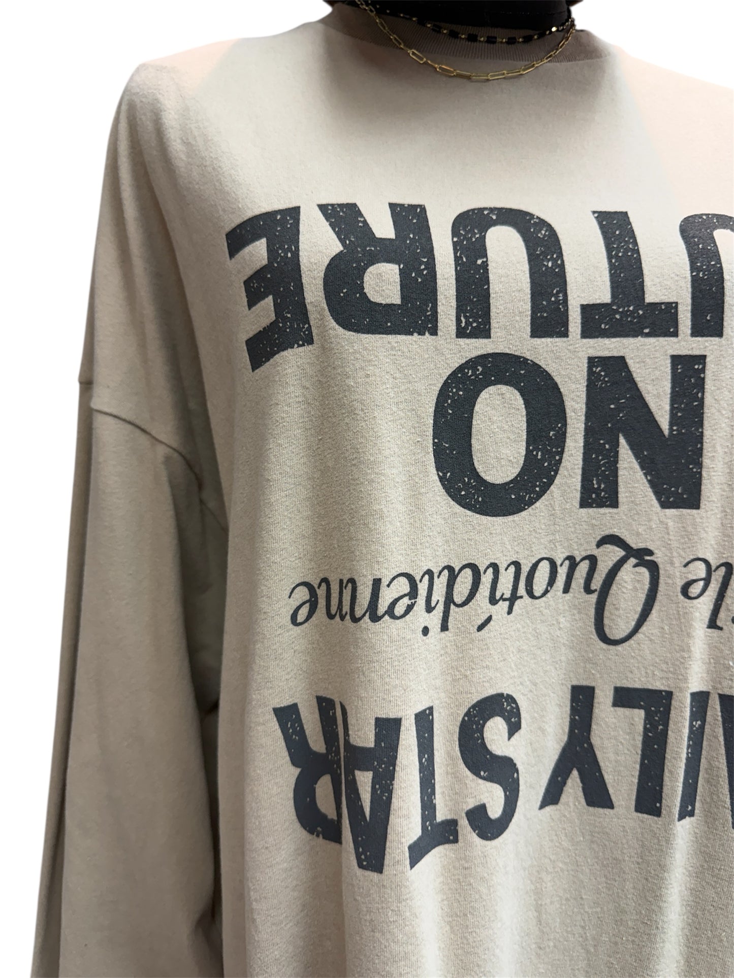 Words printed long one piece tee #00025