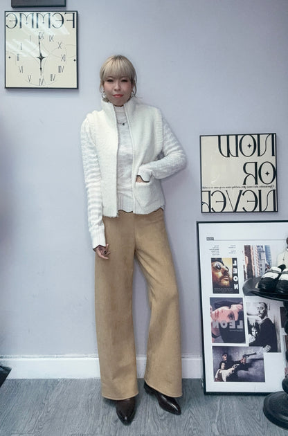 Wool knit zip vest jacket #00079