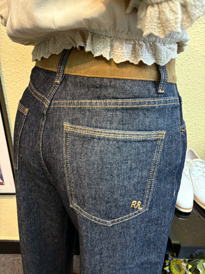 Camel color waist denim pants #00896
