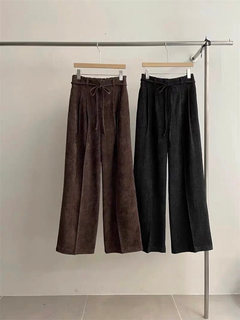 With rope corduroy pants #00010
