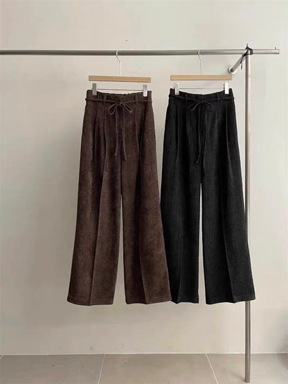 With rope corduroy pants #00010