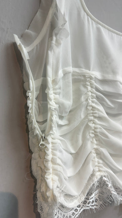 (A/W)Lace trim chiffon tank top #00841
