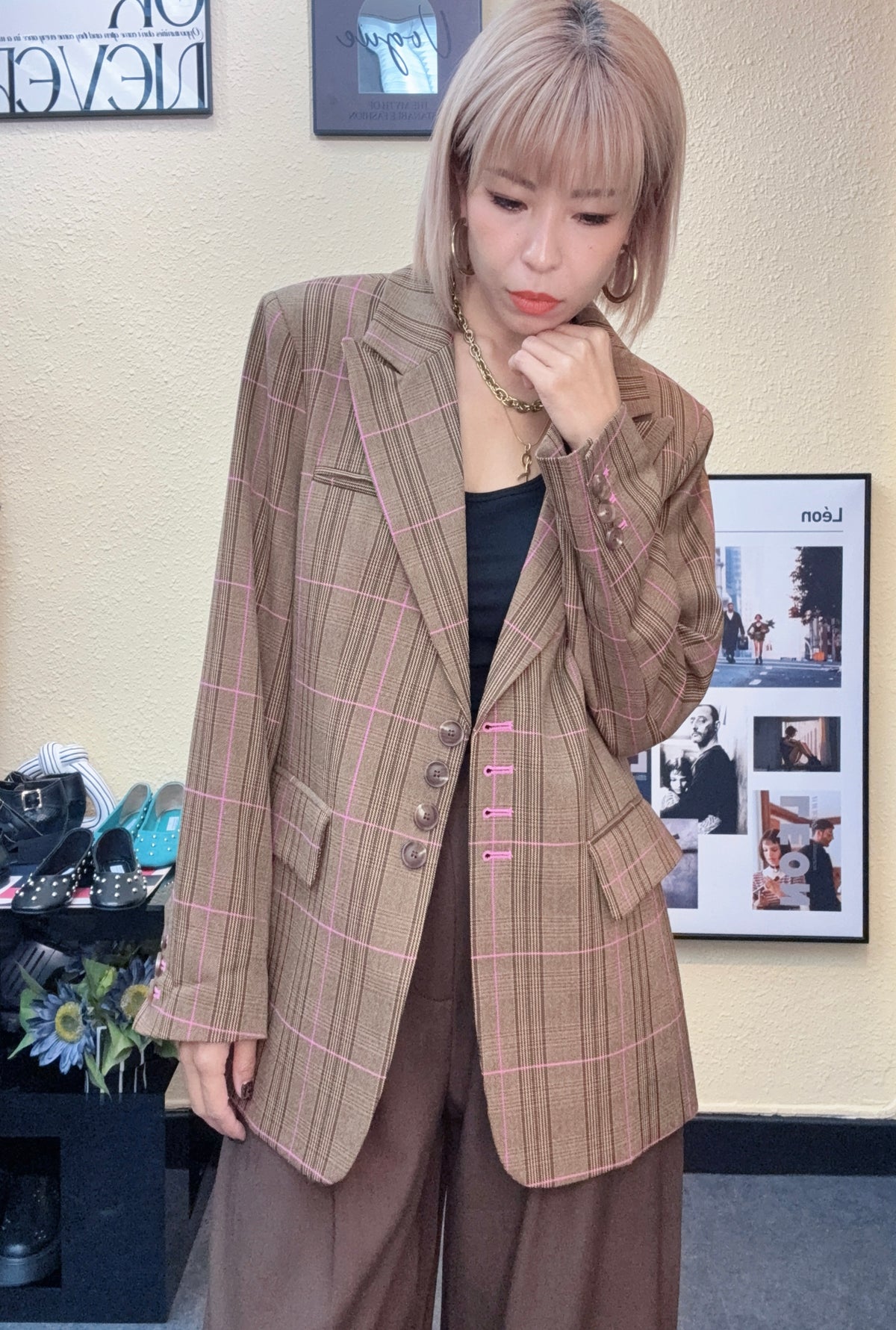 Checkered blazer #00971