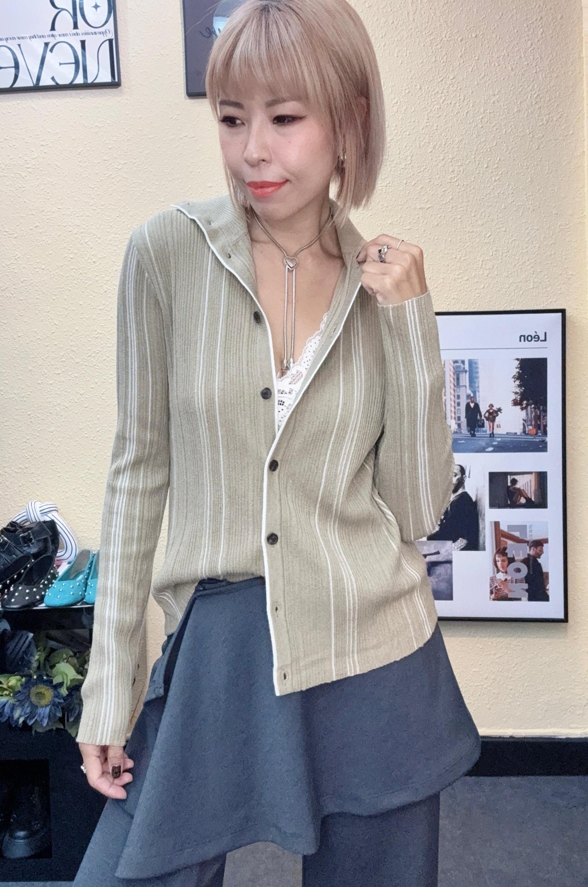 Straight line softy knitted top #00961