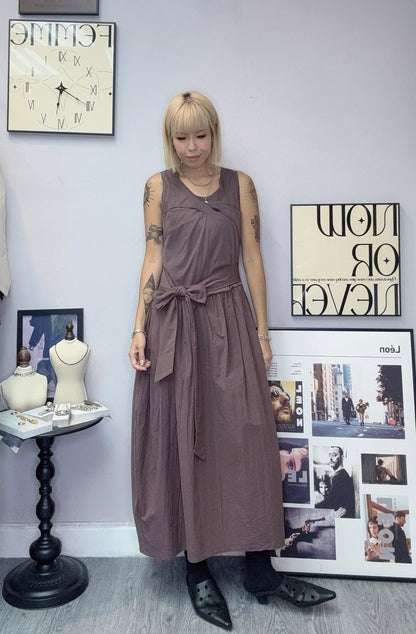 Two tone front ribbon vest dress