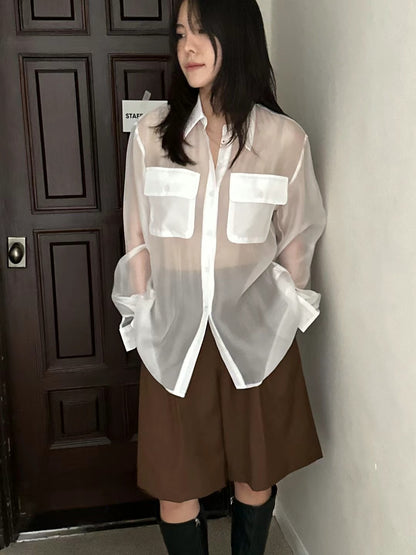 See through oversized shirt