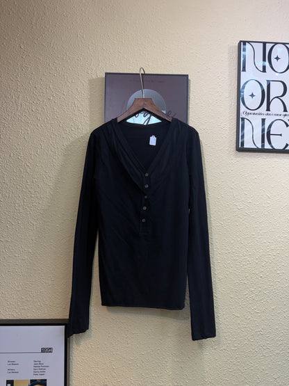 Double v neck front buttons tee #01042