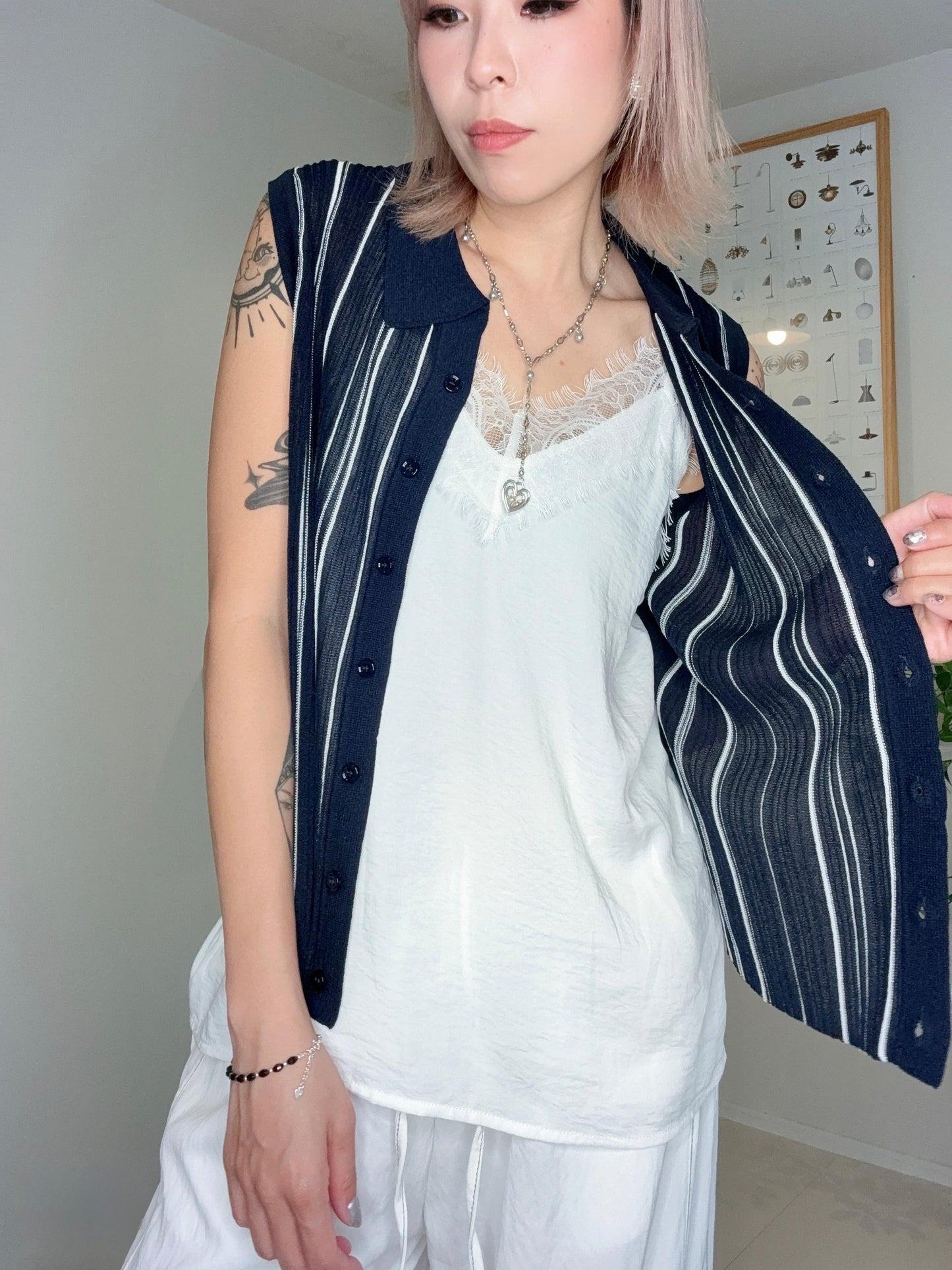 Striped polo knit #00690