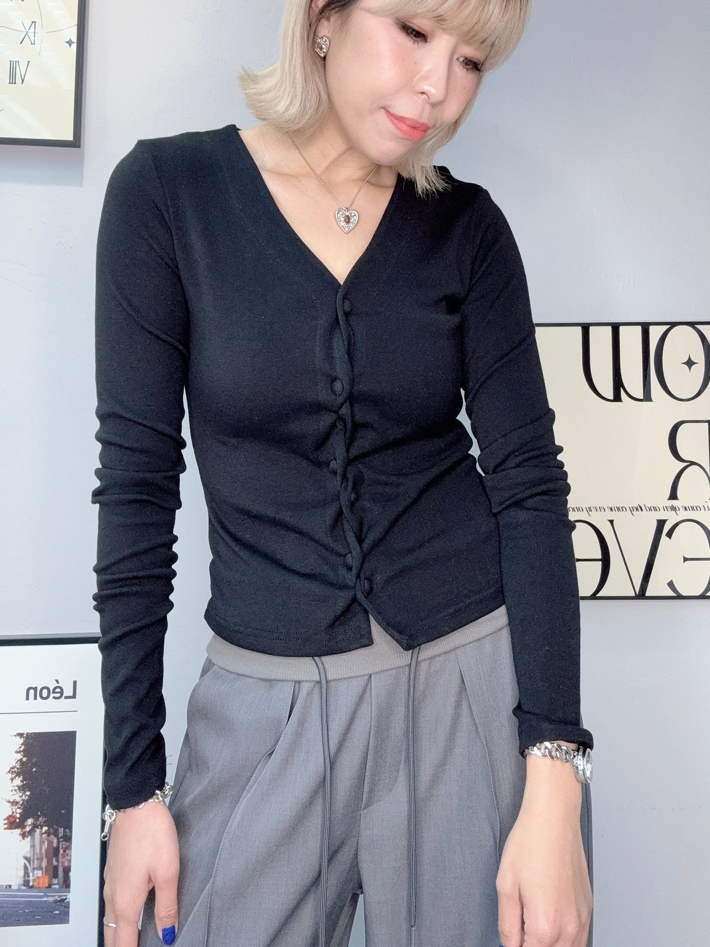 Twist buttons cotton cardigan #00403