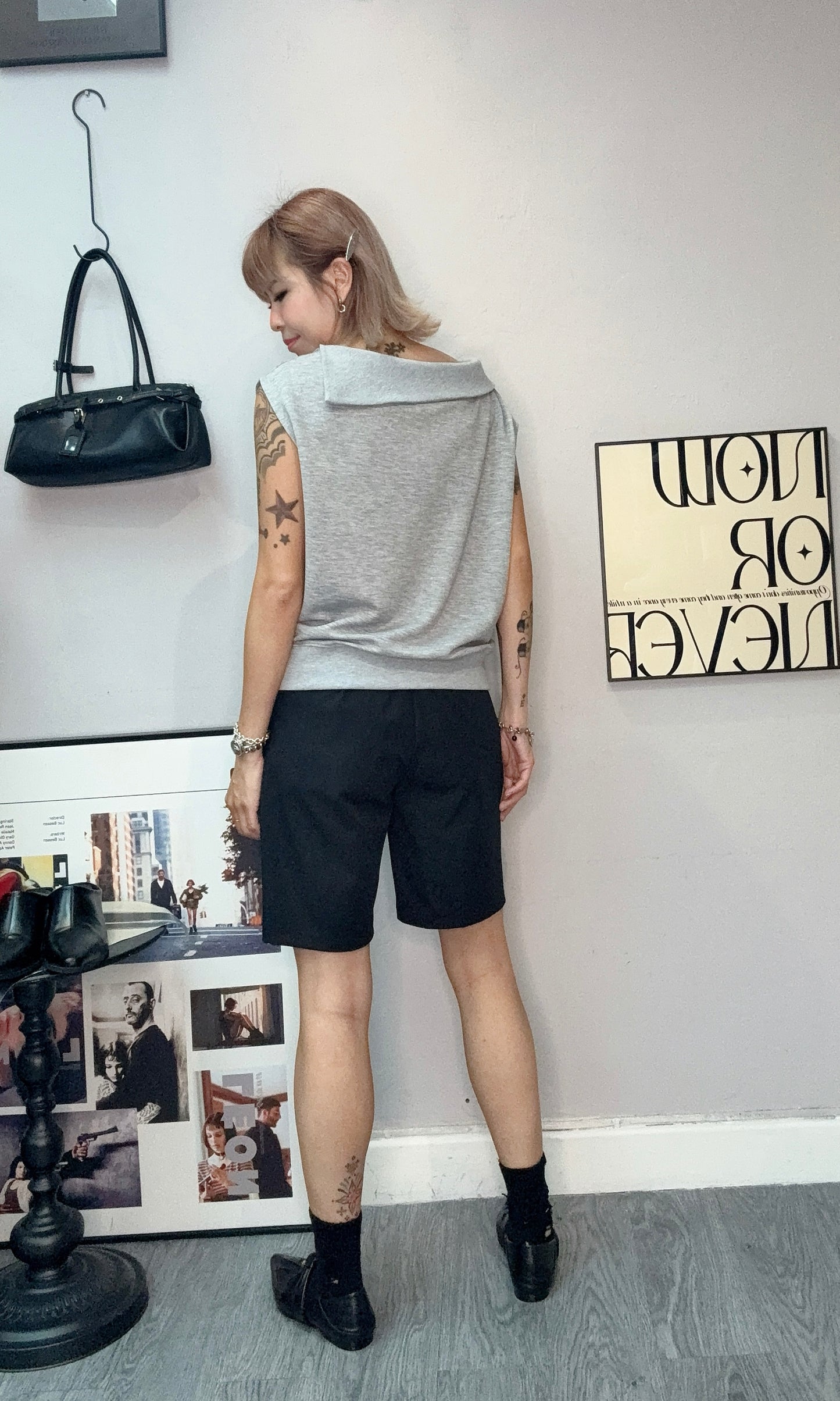 Fold over collar tee #00651