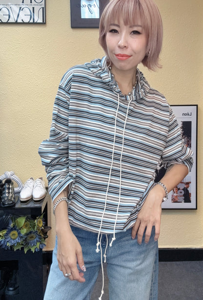 With hat striped top #00910