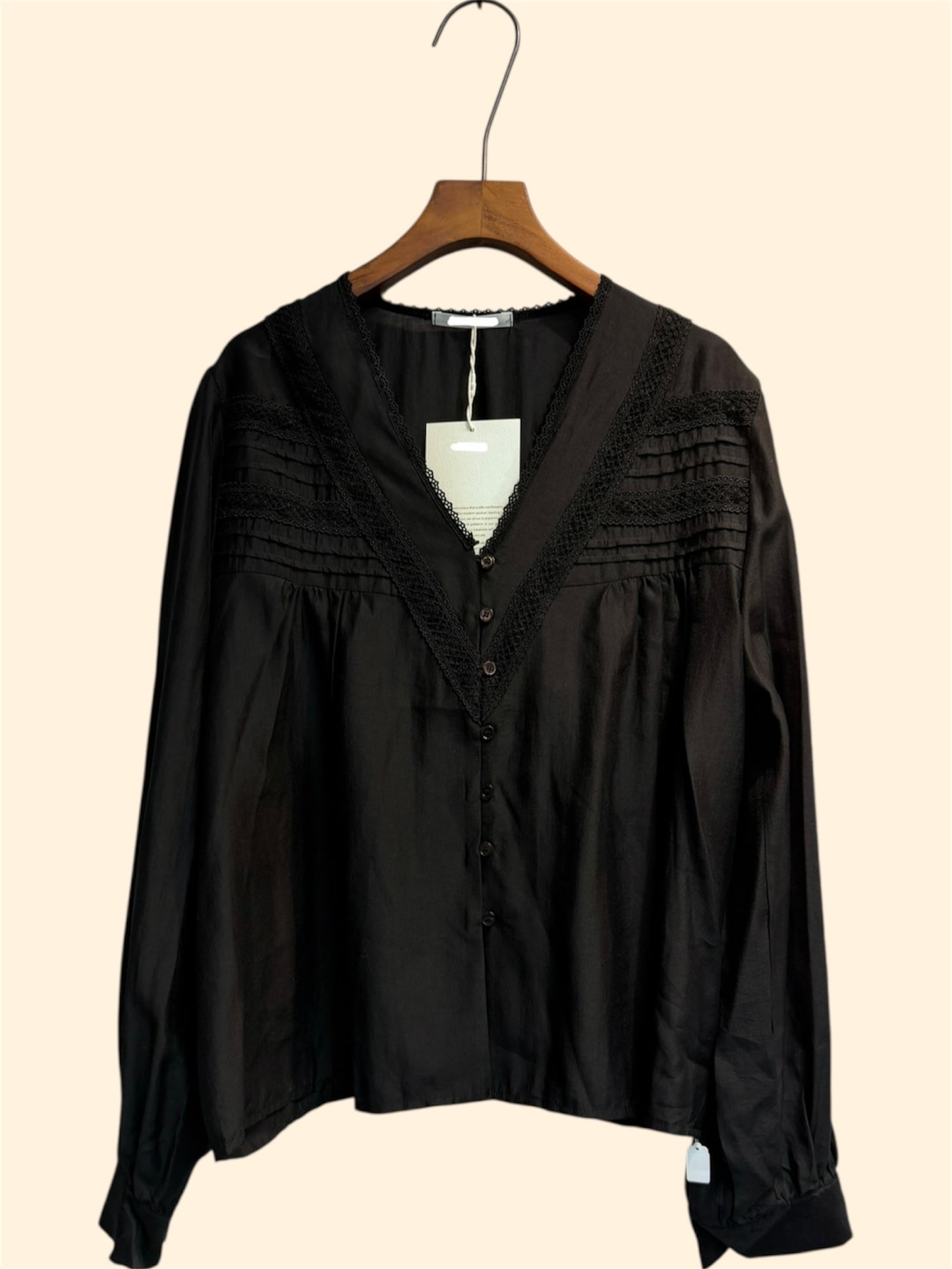 V neck lace front buttons blouse #00319
