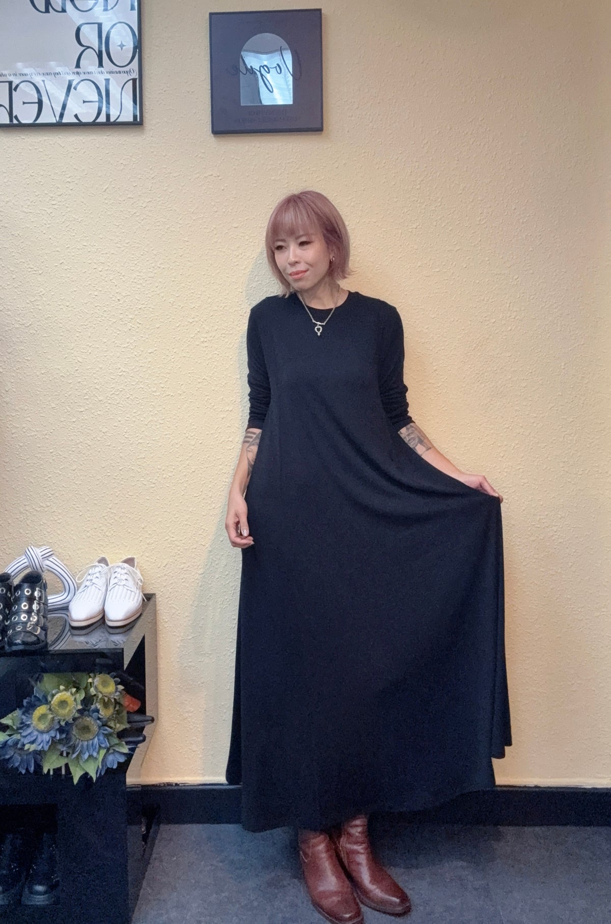 One button cotton one piece #00866