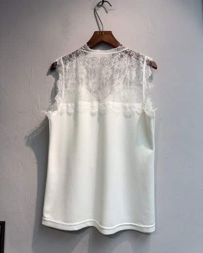(-20%)Half lace space cotton tank #00781