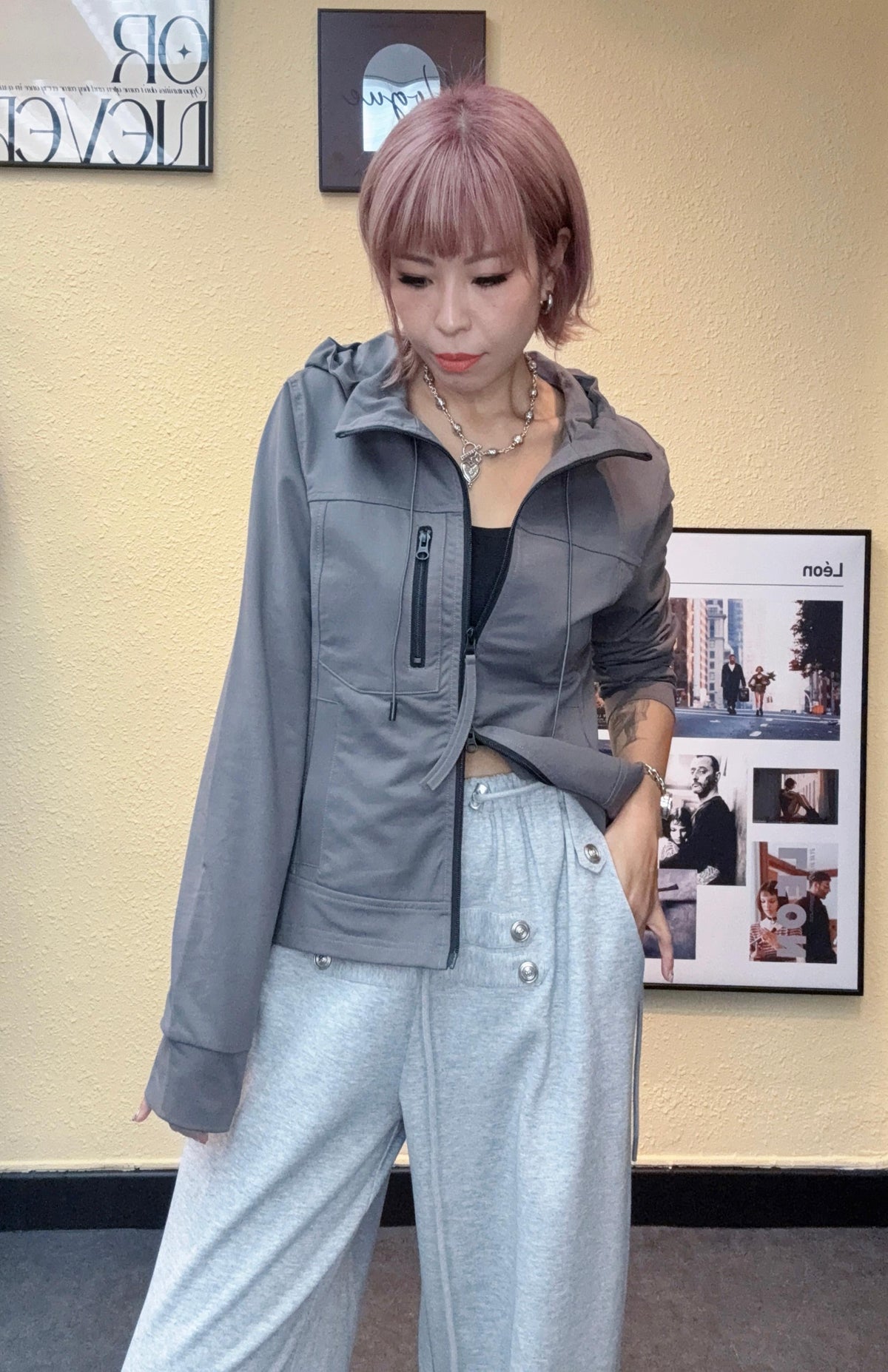 With hat black zip outer #00879