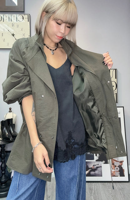 Fake two piece tunic zip jacket