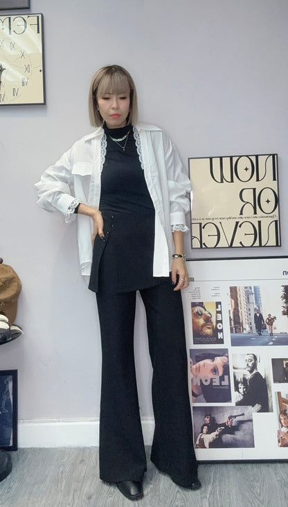 (-20% off)Side lace loose shirt #00271