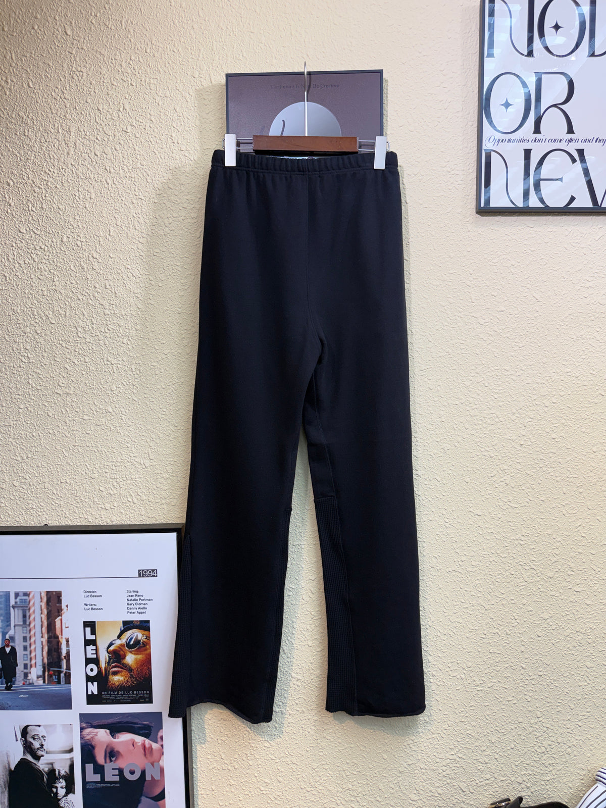 Side waffle hem cotton pants #00964
