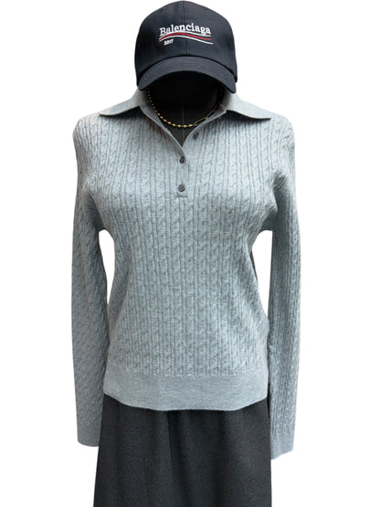 Silk X knit polo top