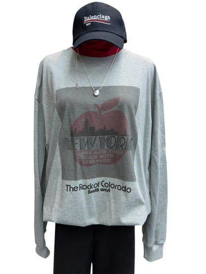 Double side Apple printed long sleeves tee #00061